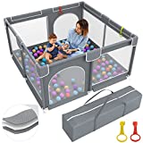 Baby Playpen , Baby Playard, Playpen for Babies with Gate Indoor & Outdoor Kids Activity Center with Anti-Slip Base , Sturdy Safety Playpen with Soft Breathable Mesh , Kid's Fence for Infants