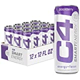 C4 Smart Natural Energy Drinks with Zero Sugar and Zero Calories, Sugar Free, Zero Carbs, | Powered by Green Tea Caffeine and Stevia | 12 Pack, 12 Oz Cans