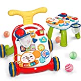 CUTE STONE Sit-to-Stand Learning Walker, 2 in 1 Baby Walker, Early Educational Child Activity Center, Multifunctional Removable Play Panel, Baby Music Learning Toy Gift for Infant Boys Girls