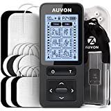 AUVON 24 Modes TENS Unit Muscle Stimulator for Pain Relief, Rechargeable TENS Machine with 2X Battery Life, Belt Clip, Continuous Time Setting, Dust-Proof Bag, Cable Ties and 10 Electrode Pads