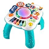 THISMY Learn and Groove Musical Table for Baby Toys 6 to 12 Months, Activity Table for 1 2 3 Years Old, 11.8×11.8×12.2 Inches (Blue)