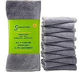 12 Pack Bamboo Washcloths 13' x 13' - Soft Wash Cloths for Your Face Towel, Wash Cloths for Your Body (Gray)