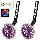 YJIA a Pair of Children's Bicycle Riding Flash Silent Training Wheels, Suitable for 12-20 inch Single Speed Bicycles (Purple)