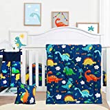 Cloele Baby Bedding Set - Microfiber Standard Size 3 Piece Dinosaur Crib Bedding Set Soft Comforter Bed Set Includes Toddler Pillowcase Crib Sheet Baby Blanket - Nursery Bedding Set for Boys and Girls