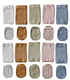 Unisex Toddler Non Slip Knee Pads and Socks Sets for Baby Boy Girls' Crawling Learn to Walk (6-15 Months, 5 Sets)