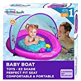 SwimSchool Deluxe Baby Pool Float with Adjustable Canopy - 6-24 Months - Baby Swim Float with Splash & Play Activity Center Safety Seat - Pink/Aqua