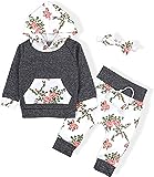 Infant Baby Girl Clothes Long Sleeve Flowers Hoodie Tops Newborn Baby Girl Pants Outfits(6-12 Months)