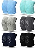 6 Pairs Crawling Knee Pads Anti-Slip Baby Knee Protectors Toddlers Leg Warmers (black, green, gray, dark gray, blue and dark blue)