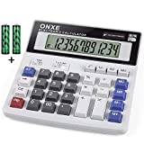 Calculator,ONXE Standard Basic 4 Function Desk Calculator, Dual Power, Big Button 12 Digit Large LCD Display,Desktop Calculators for Office School Financial Accounting Business (White)