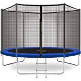 YAKEY Trampoline 10FT 12FT 14FT 15FT Recreational Trampolines with Safety Enclosure Net, ASTM Approved Combo Bounce Outdoor Waterproof Trampoline with Ladder for Kids Family Happy Time