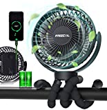 Portable Stroller Fan, Use As Power Bank, 65H 12000mAh Battery Operated Fan Flexible Tripod Baby Car Seat Fan, Personal Mini Handheld/Desk/Small Clip On Fans For Stroller, Carseat, Beach, Bed, Camping