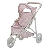 Olivia's Little World - Polka Dots Princess Baby Doll Jogging Stroller - My First Foldable Baby Doll Stroller with Basket for Doll Accessories - Gift Toys for Girls - Pink & Gray