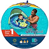 SwimWays Baby Spring Float Activity Center with Adjustable Canopy and UPF Sun Protection, Green Octopus