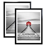 ELSKER&HOME 18x24 Poster Frame with Mat 2 Pack, 18x24 Poster Frame Black Display Pictures 16x20 with Mat or 18 by 24 Photos without Mat