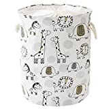INough Extra Large Baby Hamper for Nursery, Waterproof Laundry Basket Canvas Baby Clothes Hamper Storage Basket Nursery Hamper Foldable Toy Basket Animal Hamper with Drawstring (Giraffe)