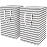 WISELIFE 2-Pack Laundry Hamper 75L Collapsible Large Laundry Baskets with Easy Carry Handles Freestanding Waterproof Clothes Hamper Storage Basket for Toys Clothes Organizer - 24.4' (H), Grey