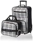 Rockland Fashion Softside Upright Luggage Set, Black Plaid, 2-Piece (14/19)