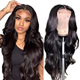 Body Wave Lace Front Wigs Human Hair Pre Plucked Bleached Knots with Baby Hair Glueless 4×4 Brazilian Virgin Lace Closure Human Hair Wigs for Black Women Natural Color 150 Density
