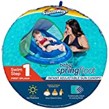 SwimWays Baby Spring Float with Adjustable Canopy and UPF Sun Protection, Blue
