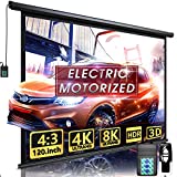 Aoxun 120' Motorized Projector Screen - Indoor and Outdoor Movies Screen 120 inch Electric 4:3 Projector Screen W/Remote Control