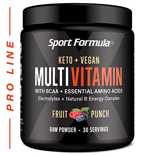 Multivitamin Powder - Drink Mix for Men Women BCAA Amino Acids Won’t Upset Your Stomach - Keto Vegan Multivitamin Fruit Punch - Electrolytes Super B Complex Digestive Enzyme
