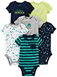 Simple Joys by Carter's Baby Boys' Short-Sleeve Bodysuit, Pack of 6, Navy/Turquoise Blue, 18 Months