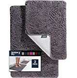 2 Piece Bathroom Rugs Bath Mat Set - Soft Plush Chenille Shower Mats for Bathroom Non-Slip Bath Rug with Rubber Backing, Ultra Absorbent Bath Rugs, Bathtub Mat, Bathroom Rug Mats - 30x20 + 24x17 Inch