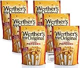 Werther's Original Caramel Popcorn Pack of 6 Bags of Classic Caramel Popped Popcorn - Popped Kettle Corn Snack Bags - Bundle with Ballard Products Pocket Bag