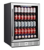 Kalamera 24 inch Beverage Refrigerator - 154 Cans Capacity Beverage Cooler- Fit Perfectly into 24' Space Built in or Freestanding - for Soda, Water, Beer- For Kitchen or Bar with Blue Interior Light