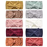Handmade Baby Headbands Stretchy Nylon Headband with Bows for Newborn Infant Baby Toddler Girls- Pack of 10