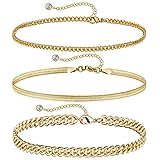DEARMAY Gold Anklets for Women Waterproof Ankle Bracelets for Women Herringbone Cuban Link Anklet Bracelets for Women Layered Cute Anklets Set Jewelry Gift for Women Teen Girls