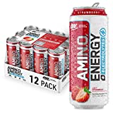 Optimum Nutrition Amino Energy + Electrolytes Sparkling Hydration Drink - Pre Workout, BCAA, Keto Friendly, Energy Drink - Juicy Strawberry, Pack of 12 (Packaging May Vary)