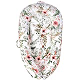 Yoocaa Baby Lounger - Soft 100% Cotton & Fiberfill Breathable Newborn Lounger, Infant Portable Baby Bed for Traveling (Flower)