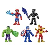 Playskool Heroes Marvel Super Hero Adventures 5-Inch Action Figure 5-Pack, Includes Captain America, Spider-Man, 5 Accessories (Amazon Exclusive) , Black