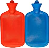 SteadMax 2 Hot Water Bottles, Natural Rubber Bottles -BPA Free- Durable Hot Water Bag for Hot Compress and Heat Therapy, Pain Relief Heating Pad, Random Colors (2 Pack)