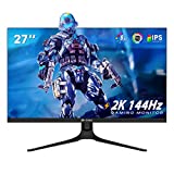 CRUA 27' 144HZ 1440P Gaming Monitor,IPS QHD(2560x1440P) 100% sRGB Color Gamut Professional Computer Monitor, 1ms(GtG) Response Time,3-Sided Narrow Bezel and VESA Mountable(HDMI,DP)-Machine Black