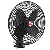 Facon 12V RV Cooling Fan with 2 Speed Switch, Dia: 8-3/4’’ , Heavy Duty Black Metal Car Fan, for Auto Truck, RV, Camper, Trailer, Car, Buses and Boats