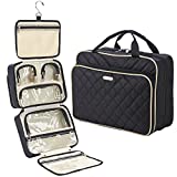 FINDCOZY Extra Large Toiletry Bag with Hanging Hook, Travel Makeup Case for Women, Cosmetic Organizer for Toiletries, Full-Sized Bottles, Beauty, Black