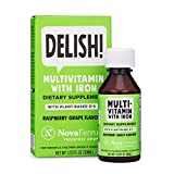 NovaFerrum Delish | Vegan Multivitamin with Iron for Infants, Toddlers & Kids | Organic Plant-Based D-3 | Gluten-Free Certified | Vegan Verified | Sugar-Free | Raspberry Grape | 2 Fl Oz (50 mL)