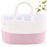 ABenkle Baby Diaper Caddy Organizer, Nursery Baby Girl Gifts Bag, Baby Basket for Diapers and Wipes, Gift Basket for Baby Shower Newborn Essentials Must Haves, Registry for Baby - Pink