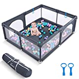 Baby Playpen 72” x 59”, CONMIXC Extra Large See Through Play Pen Play Yard Playpen for Babies and Toddlers, Portable Baby Fence Play Area, Baby Gate Playpen, Baby Playard Playyard with Zipper Gate