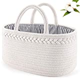 ABenkle Baby Diaper Caddy Organizer, Nursery Storage Basket for Boys and Girls, Baby Basket for Diapers and Wipes, Gift Basket for Baby Shower Newborn Essentials Must Haves, Registry for Baby - White