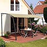AECOJOY 13'x10' Sun Shade Awning Gazebo,Wall Canopy Sunsetter Deck Awning Gazebo with Steel Stand,Outdoor Free Standing Awning Gazebo for Porch,Patio,Backyard,Beige