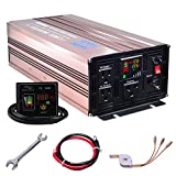 XWJNE Power Inverter 2000 Watt Pure Sine Wave 12V DC to 110V/120V AC 4000 Watt Peak with Remote Control and LED Display 2x2.4A USB Charging Ports & 3 AC Outlets Dual Cooling Fans Inverter