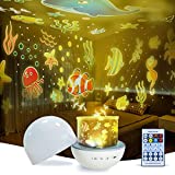 Night Light Projector for Kids, 360° Rotating Starry Night Light Projector for Baby, 6 Films & Remote Control Auto Timer with Music USB Rechargeable Bedside Lamp Nursery Light Boy Girls Christmas Gift