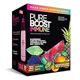 Pureboost Immune Clean Energy Drink Mix: Immunity Supplement with Elderberry, 1200 mg Vitamin C, Vitamins A + D, Zinc, 28 Vitamins, Minerals and Supernutrients (Combo, 30 Count)
