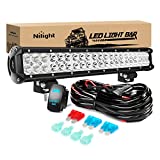 Nilight LED Light Bar 20 Inch 126W Spot Flood Combo Led Off Road Lights 12V 5Pin Rocker Switch LED Light Bar Wiring Harness Kit , 2 Years Warranty, Model: ZH082