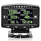 Lufi X1 Obd2 Gauge Display,Boost Gauge,Speedometer,Water Temperature Meter,Multi-ECU Data Combination Cluster,for Honda、Toyota、VW and Mazda (car Special)