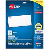 Avery Easy Peel Return Address Labels for Inkjet Printers 1/2' x 1-3/4', Pack of 2,000 (8167)