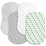 Bassinet Bed Sheets – Premium Bassinet Fitted Sheets 4 Pack – 100% Jersey Knit Cotton Cradle Sheets – Bassinet Bedding for Standard Size Oval or Halo Bassinet Pads – Bassinet Sheet for Boy & Girl